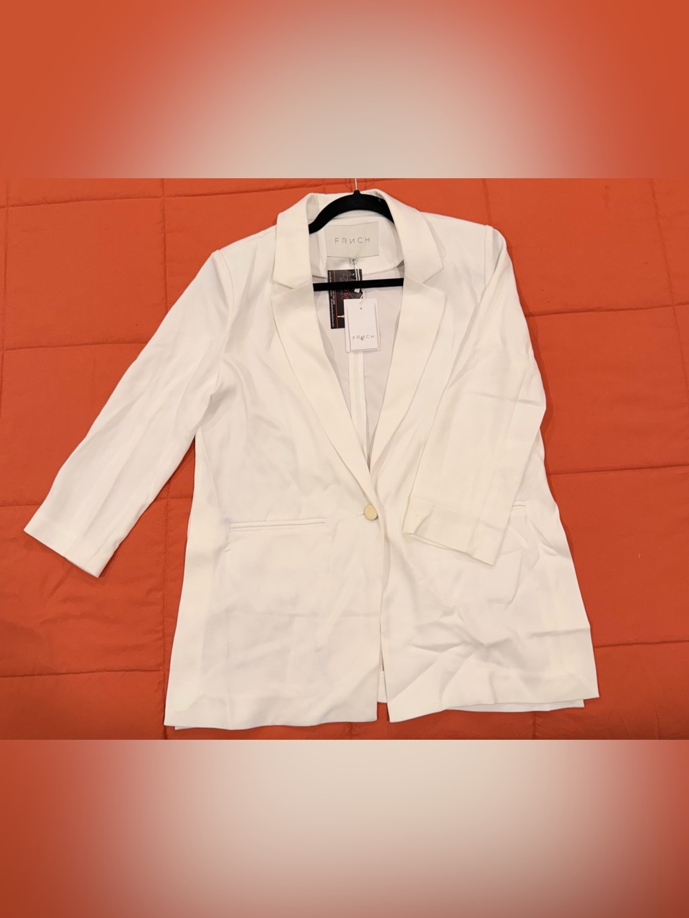 FRNCH Cream Single-Button Longline Blazer